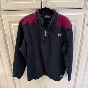 Virginia Tech Vineyard Vines Black and Burgundy Quarter Zip